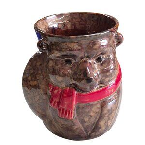 Vintage Brown And Red GC Giftcraft Bear Handwarmer Coffe Mug